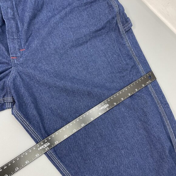 Dickies Jean Bib Overalls Farmer Denim Wide Leg Carpenter Workwear Mens 44x30 - Picture 10 of 11